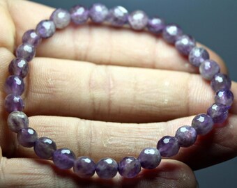 AAA Amethyst Bead Bracelet: Natural Round Gemstone, Unisex Design