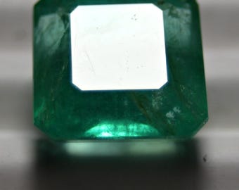 32 CT Big Natural Green Emerald Loose Gemstone, Chitral Mine Pakistan - Columbian Color Top Quality Emerald Cut Emerald Gemstone