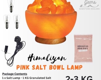 Himalayan Salt Bowl Lamp 2-3 KG 100% Original Crystal Rock Salt Lamp NATURAL HEALING - Himalayan Salt Lamp & Free 1 Kg Pink Salt and 3 Bulbs