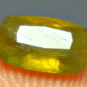 2.0 CT Yellow Sphene Gemstone - Rare Shiny VVS Titanite Cushion Cut Loose Gem from Shalman Mine, Pakistan