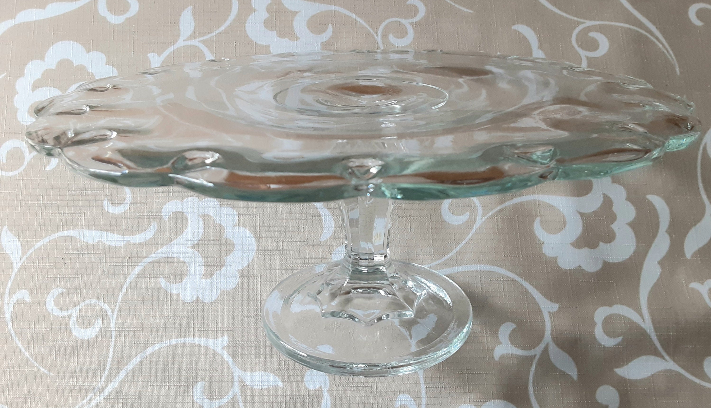 Vintage Glass Cake Stand/plate Etsy