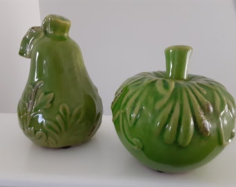 Pear & Apple Figurines –  Shelf Decor Country/Cottagecore Display Accents