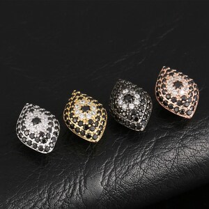 CZ Micro Pave Sapphire Clear Crystal Evil Eye Beads Charms for Jewelry Bracelet 19*13*10MM