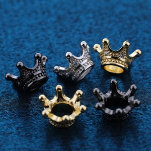 CZ Micro Pave Gold Crown DIY Beads Charms for Bracelet Necklace Jewelry Making 12*8MM