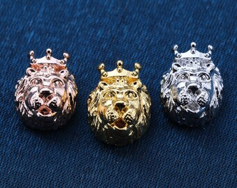 25/%OFF Lion Head Slider Beads Antique Brass 12X10mm spacer bead Spacers for 1.5mm leather or cord rustic bohemian European zamak 2pcs