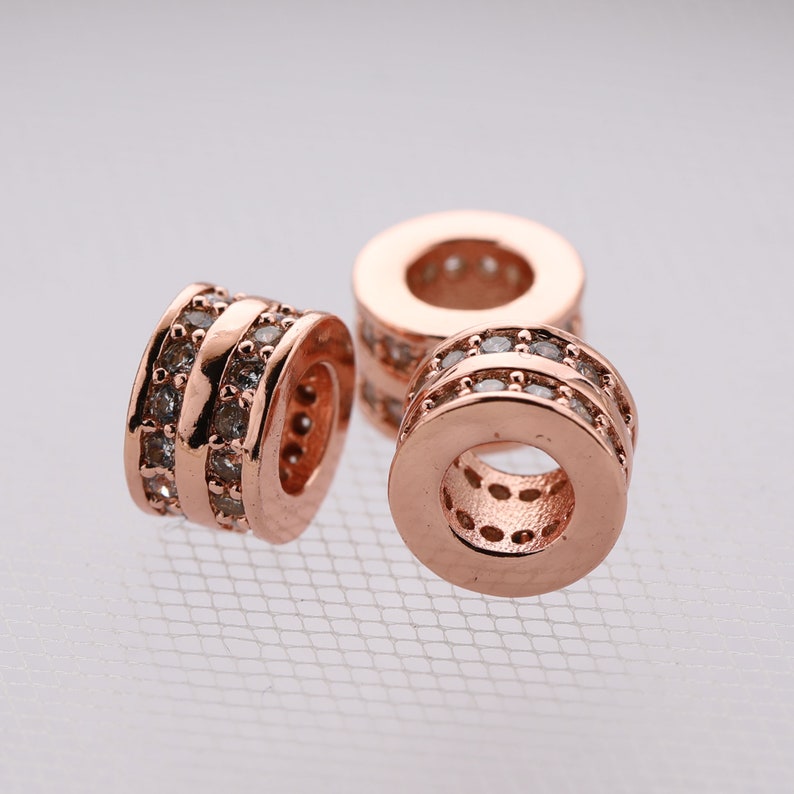 CZ Micro Pave Shamballa Spacer Beads Charms for Bracelet Necklace 8.5*5M