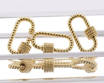 CZ Gold Micro Pave Carabiner Clasp Screw Clasp for Necklace Jewelry Findings 25*14MM