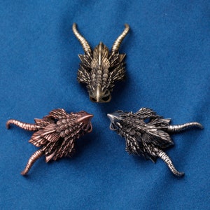 Dragon Head Beads Brass Base Antique Silver Brass Copper Dragon Charms Clasp For Bracelet Jewelry Making 40×20×15MM