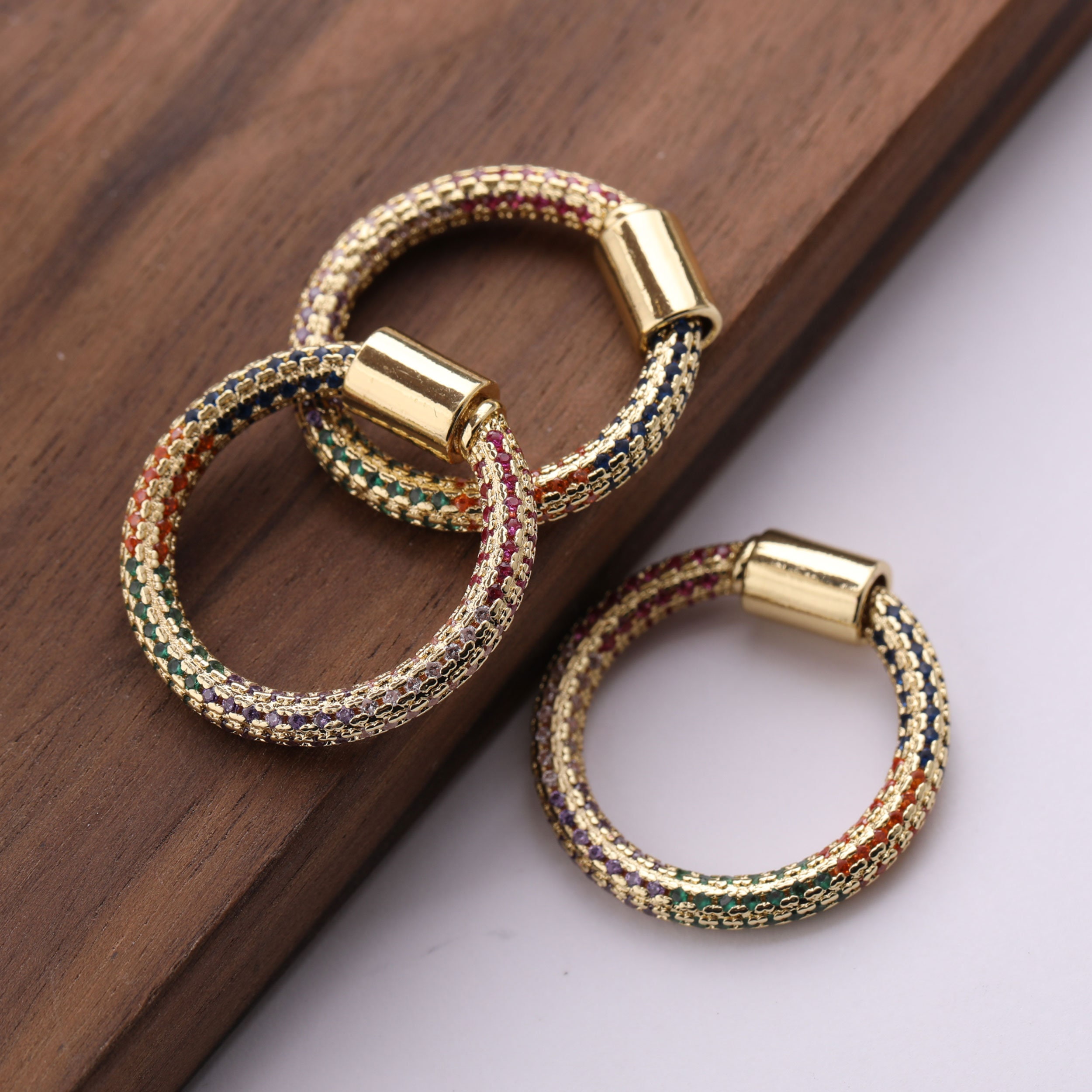 CZ Gold Micro Pave Round Clasp Carabiner Clasp for Necklace Etsy