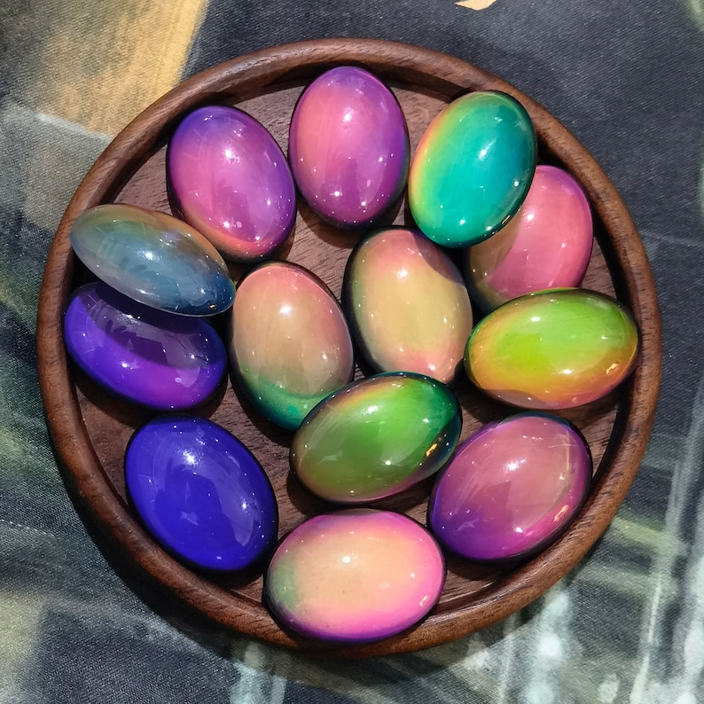 Oval Shape Color Change Mood Cabochon For DIY Mood Rings Charms Supplies Findings 18*25*9MM
