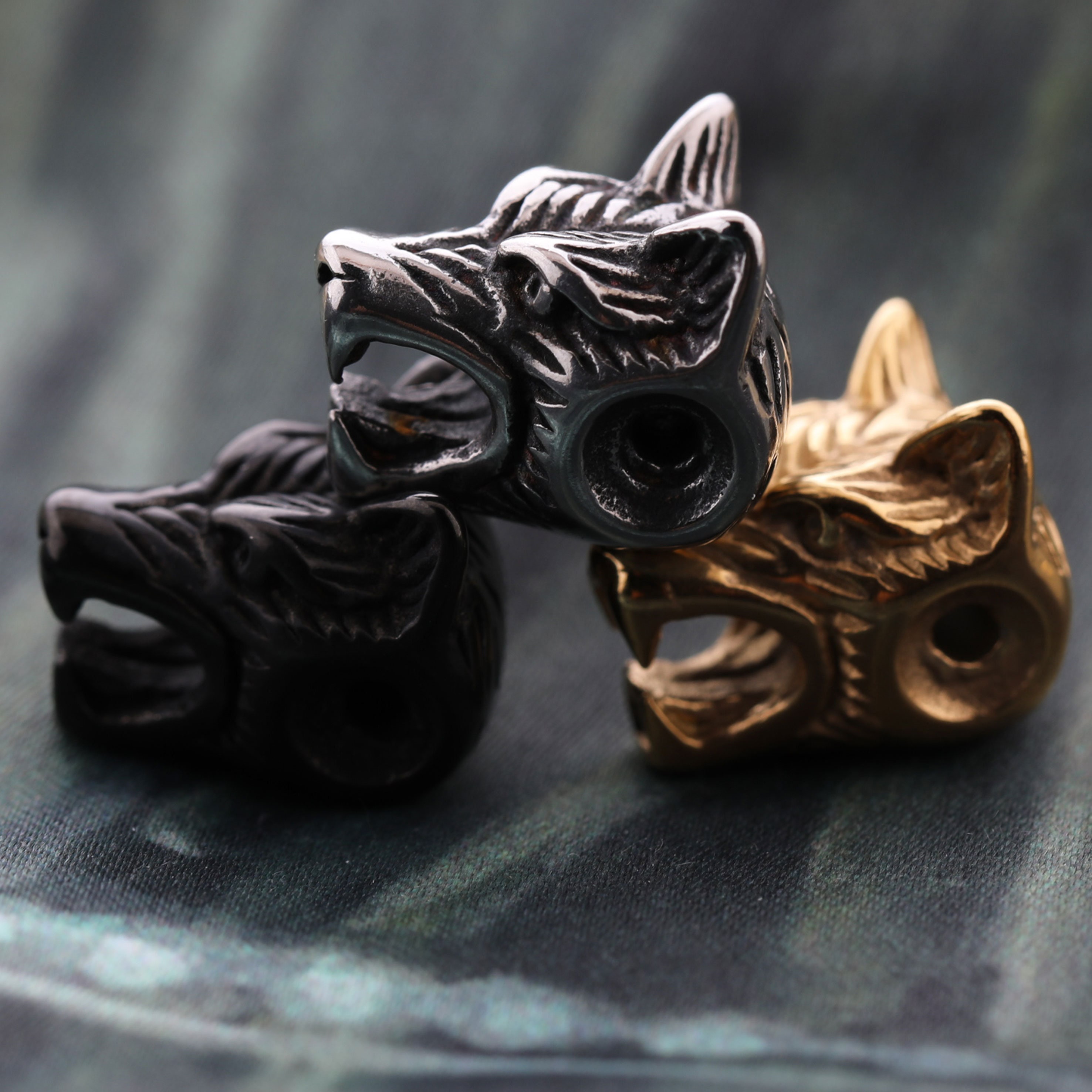 Antique 304L Stainless Steel Wolf Head Beads Wolf Beads Animal