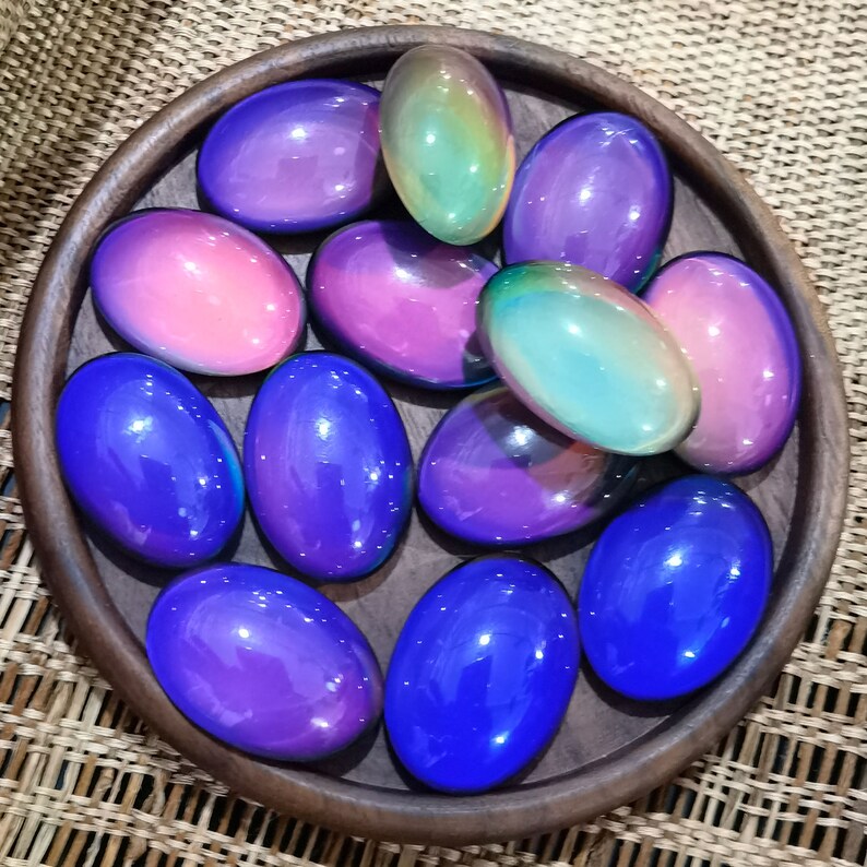 Oval Shape Color Change Mood Cabochon For DIY Mood Rings Charms Supplies Findings 18*25*9MM