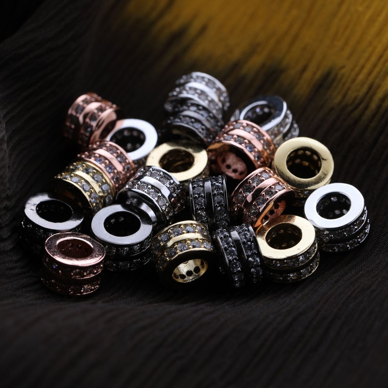 CZ Micro Pave Shamballa Spacer Beads Charms for Bracelet Necklace 8.5*5M