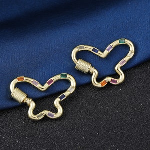 Butterfly Clasp CZ Micro Pave Carabiner for Jewelry Findings 19*28MM