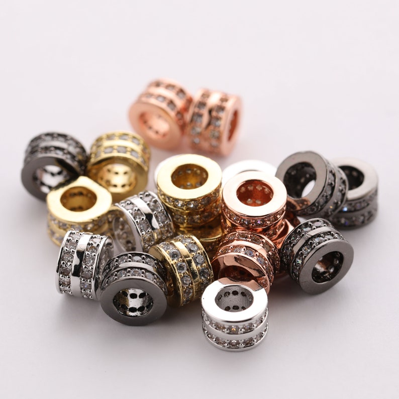 CZ Micro Pave Shamballa Spacer Beads Charms for Bracelet Necklace 8.5*5M