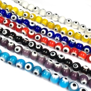 4mm to 10mm Multi Color Health Healing Turkish Evil Eye Beads Lampwork Spacers for DIY Jewelry Bracelet Earring Necklace Craft Making