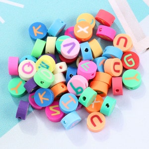 50PCS Wholesale Colorful Polymer Clay Disc African Initial Letters Vinyl Heishi Beads 10mm