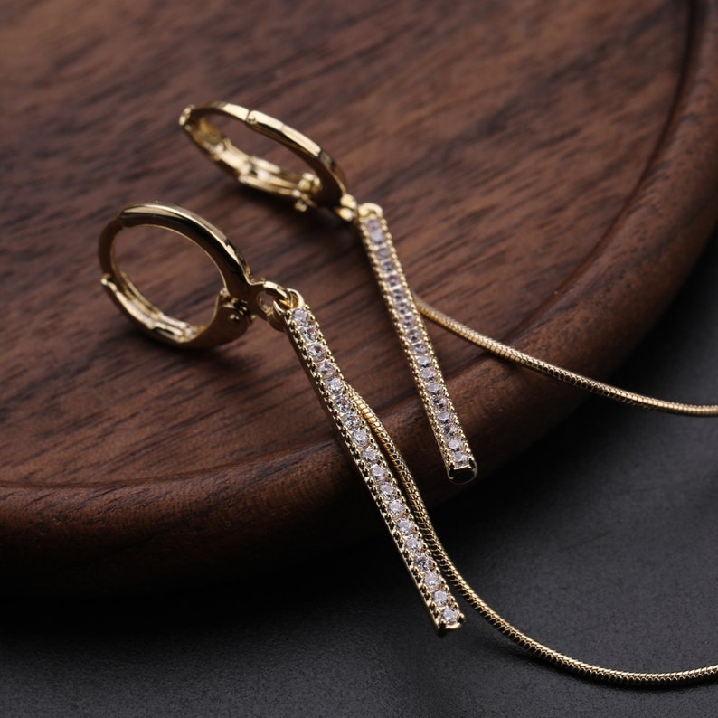 Stick Tassel Earring Beads Earring CZ Micro Pave Fashion 925 Silver Earring Dangle Drop Hoop Stud Earrings Silver Jewelry.