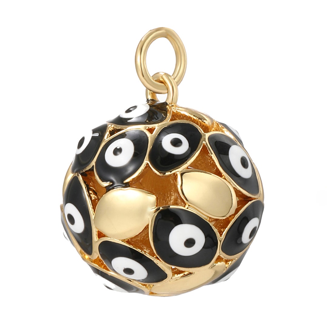 CZ Micro Pave Enamel Evil Eye Ball Beads Charms for Necklace Making