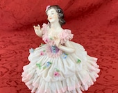 Original VOLKSTEDT Rococo Graceful Ballerina - German Vintage Ceramics - Good Condition - Delicate Lace-like Porcelain, European Kitsch