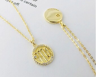 41018-2169 Zodiac Sign Pisces coin Charm 1 pcs Stainless Steel Astrological 12 Horoscope