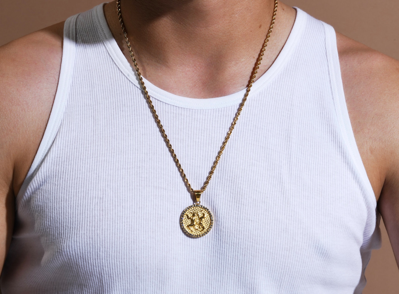 Gemini Mens Zodiac Necklace Astrology Symbol the Twins Etsy
