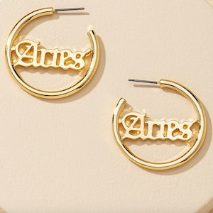 Aries zodiac sign hoop light weight earrings beautiful birthday gifts idea for her