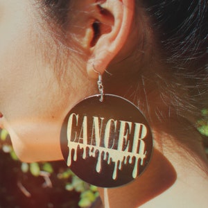 Cancer zodiac hoop earrings light weight, star sign, astrology jewelry Leo, Virgo, Scorpio & more! Great gifts!