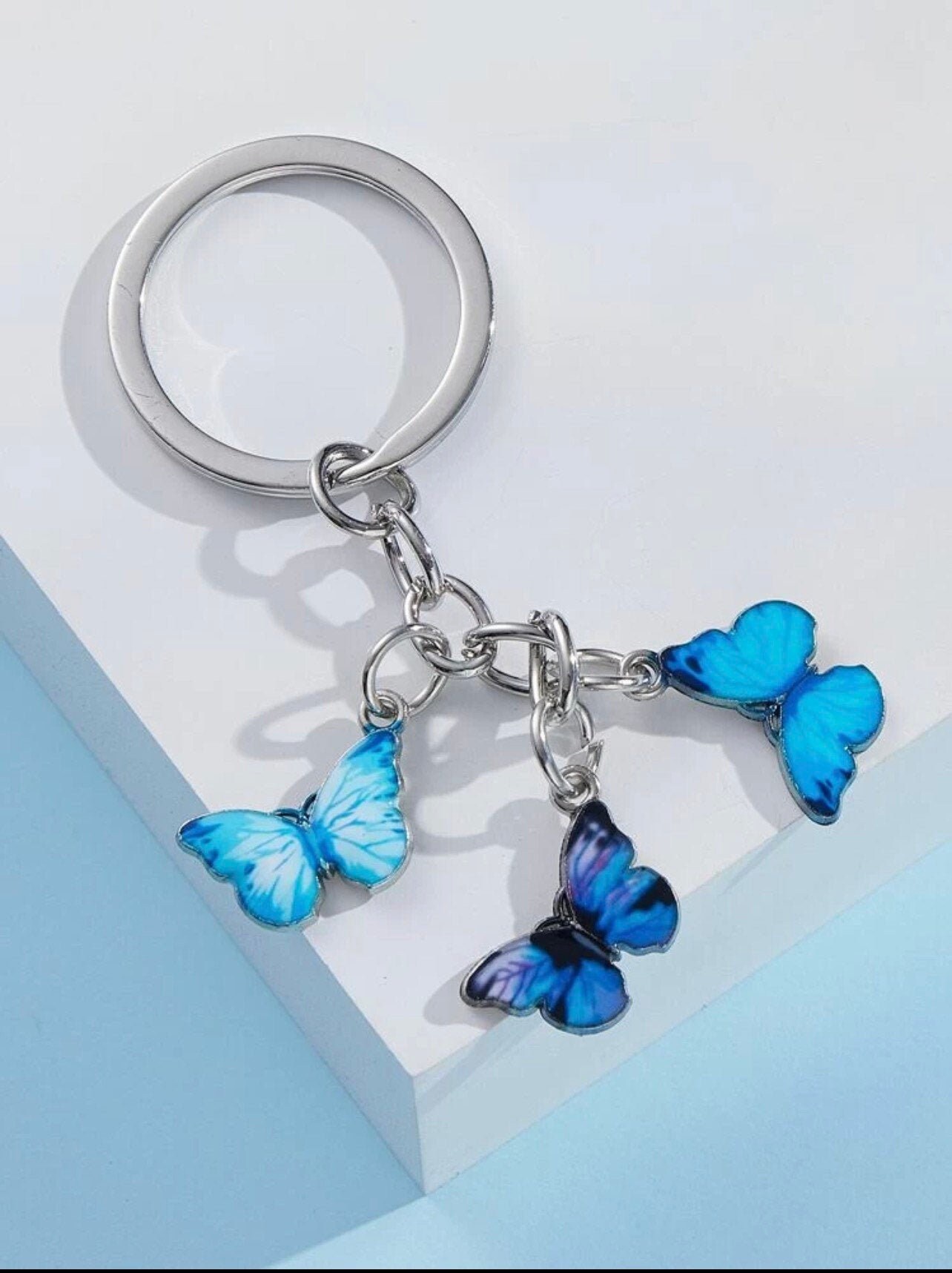 Cute Blue Butterfly Keychain Butterfly Charm Butterfly Etsy