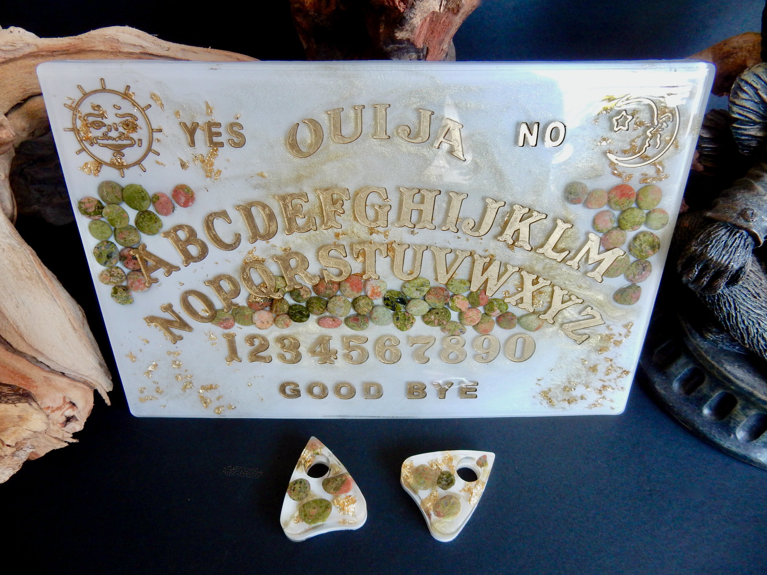 Unakite Ouija Board White Gold Ouija Board Gemstone Ouija Etsy Canada