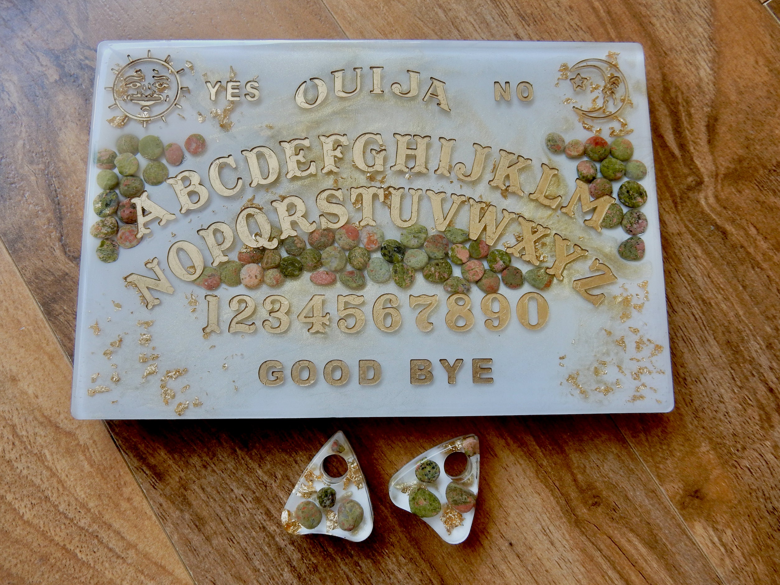 Unakite Ouija Board White Gold Ouija Board Gemstone Ouija Etsy Canada