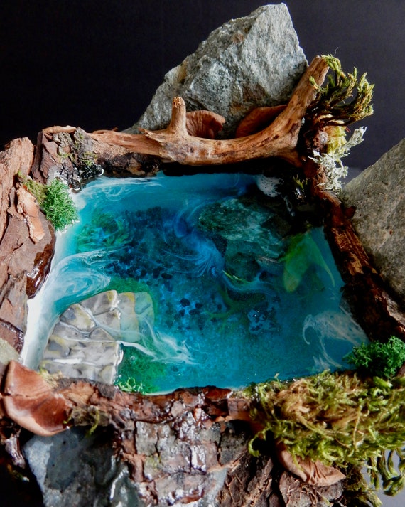 Diorama of Japanese garden. Hot spring, toy holiday home