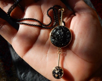 BLACK CHAIN, Long Black Tourmaline Necklace, Black Tourmaline Pendant Necklace, Tourmaline Stone Jewelry, Talisman Necklace, Amulet Necklace