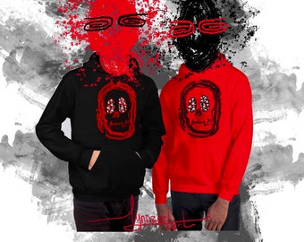 The (sk)all eyes on me Unisex Hoodie black on red