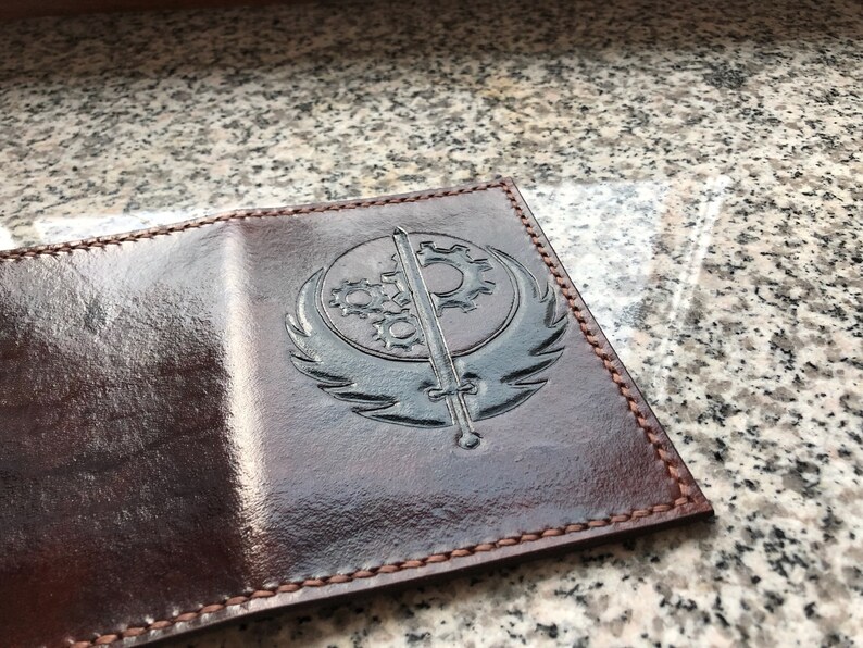 Brotherhood Of Steel Inspired Handcrafted Leather Passport Cover Fallout Inpired Leather Gift Brotherhood Handmade Leather Passport Case