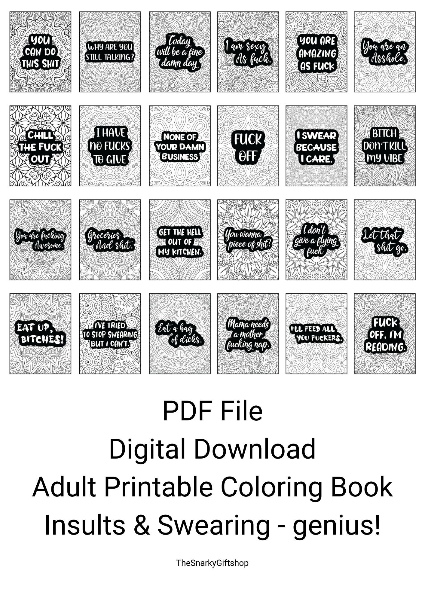 Coloring and Insults Printable Adult Coloring Pages Rude - Etsy UK