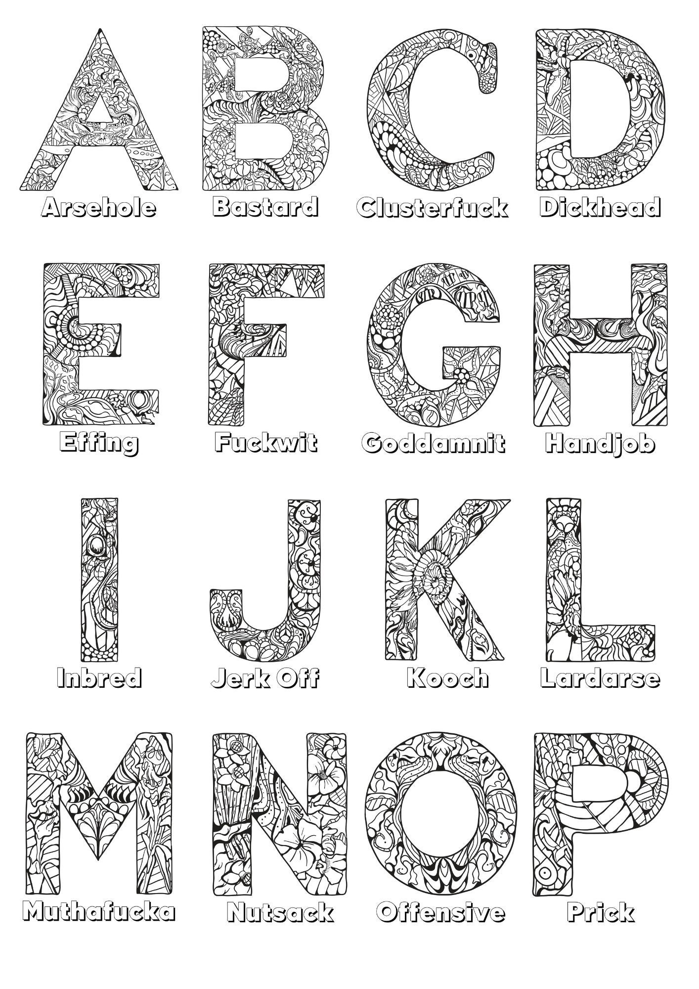 Printable Adult Coloring Pages Rude Coloring Instant Etsy