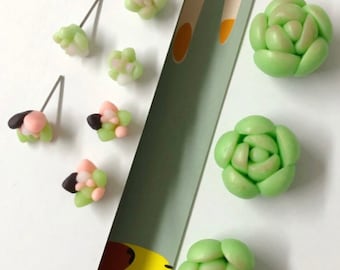 Polymer Clay Succulent Studs