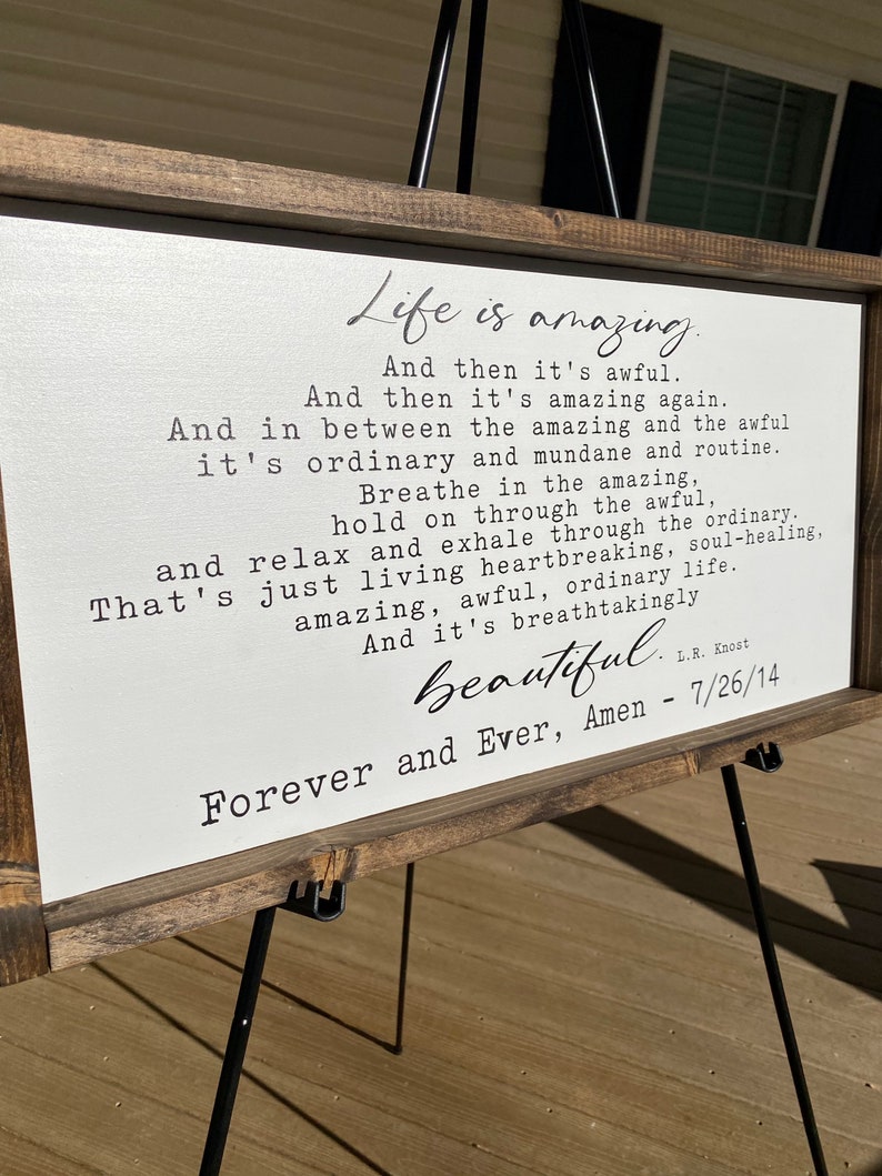 Life is Amazing Sign Life is Beautiful Sign LR Knost Quote Etsy