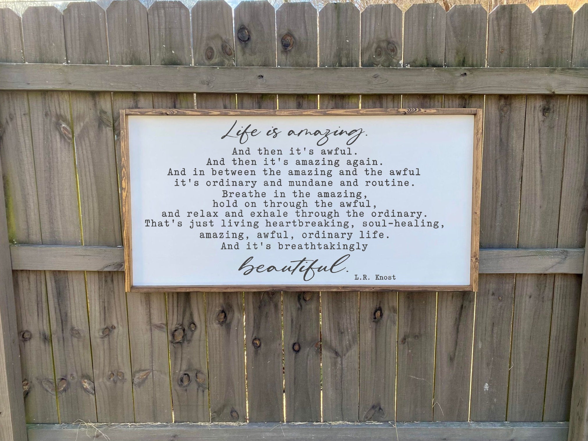 Life is Amazing Sign Life is Beautiful Sign LR Knost Quote Etsy
