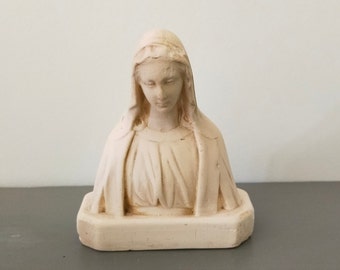 rare vintage French bust of Mary / Mary plaster statue / virgin Mary statuette / Bondieuserie statuette / rare French antique statue