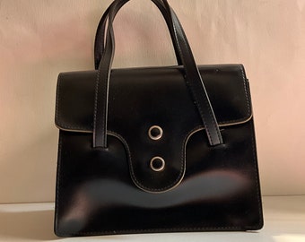 rare old black minimalist bag from the 60s/70s