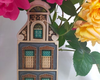 Vangeebergen ceramic/tile house shop building/pot house facade/tile building shape/vintage vase/art pottery/shop/facade/tile