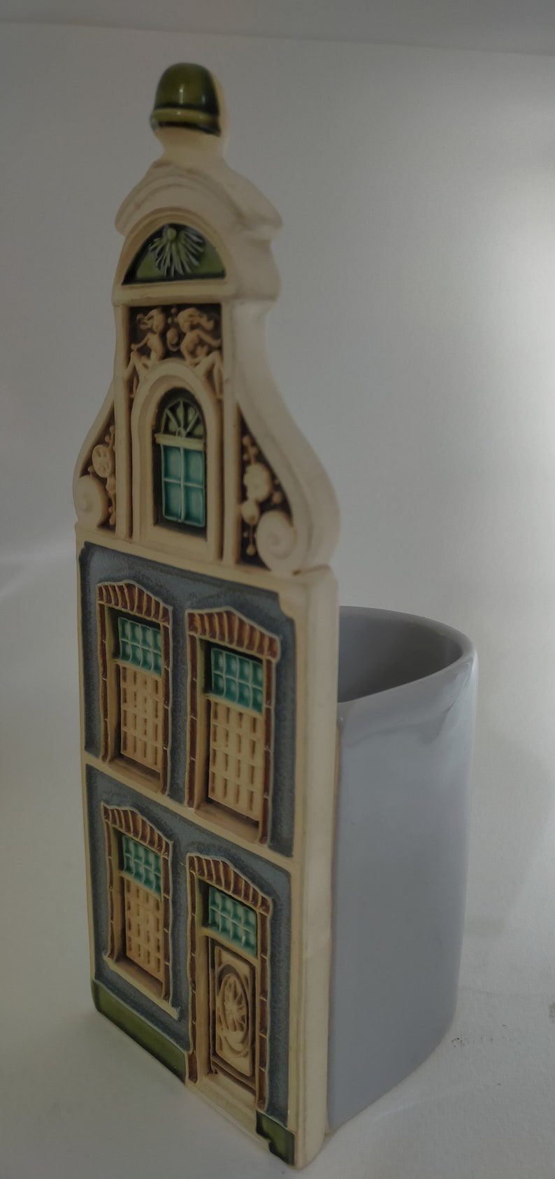 Vangeebergen ceramic/tile house shop building/pot house facade/tile building shape/vintage vase/art pottery/shop/facade/tile image 8