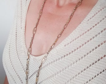 necklace long necklace Céline Paris vintage haute couture Triumph emblem links golden metal