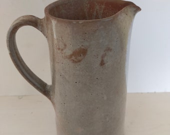 Large enamelled stoneware pitcher / vintage pitcher/ jug/French antique pitcher/decorative pitcher/decorative tableware/boho/shabby chic