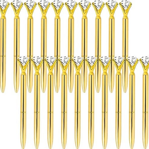 ETCBUYS Diamond Gold Metal Pens - Ballpoint Pens for Bridesmaids Gifts, Gold Fancy Pens, Office Decor for Women| Black Ink 20 Diamond Pens