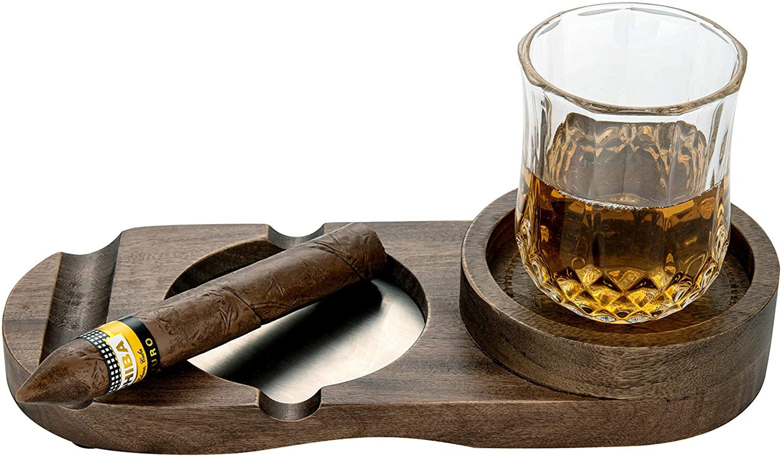 Wooden Cigar Ashtray Wood Solid Cigar Ashtray Whiskey Glass Etsy