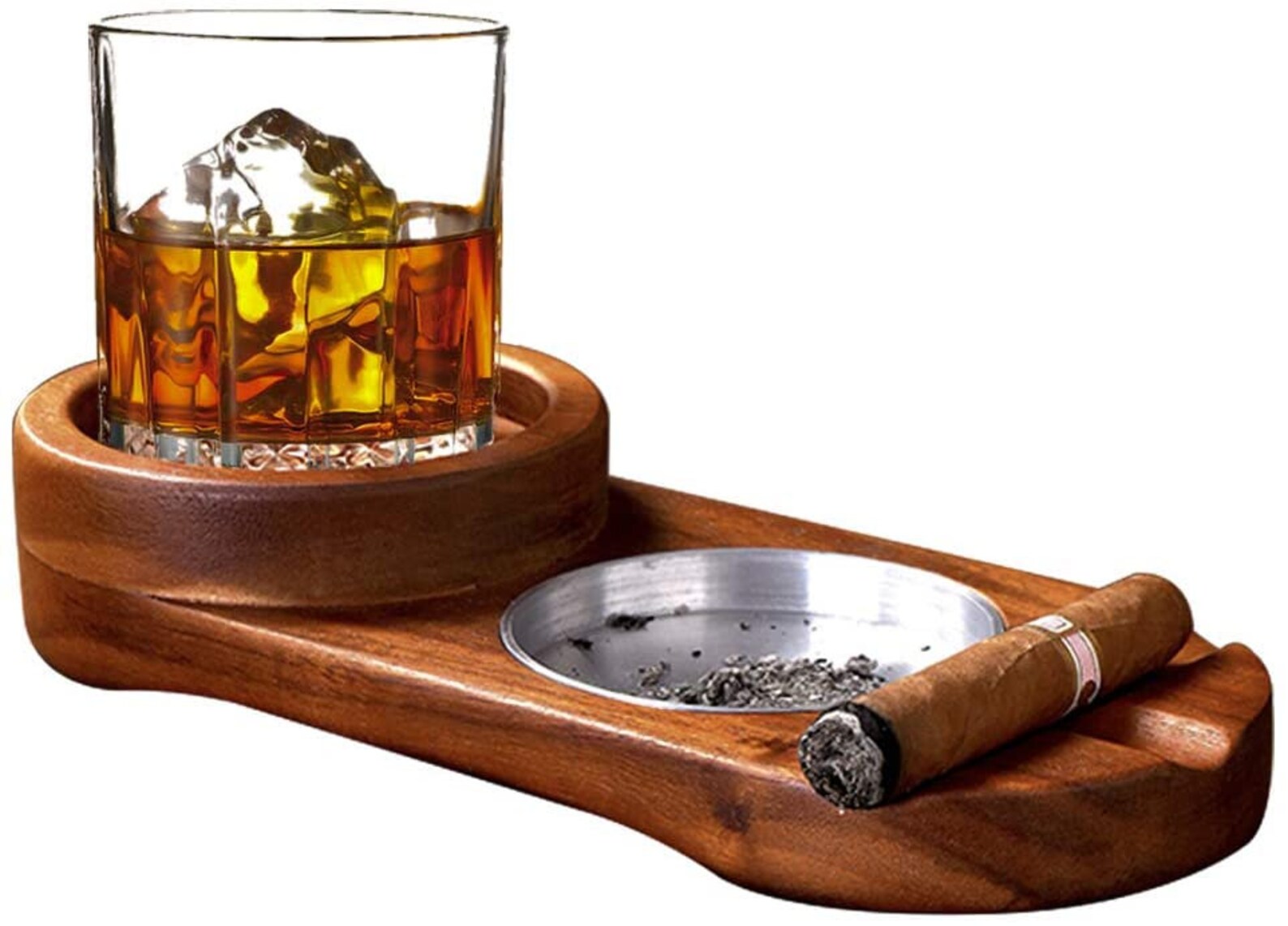 Cigar Ashtray Coaster/whiskey Glass Tray And Cigar Holder Etsy