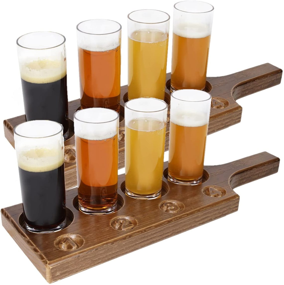 Beer Flights Set Amish Made Solid Oak Beer Flight Set Of Etsy